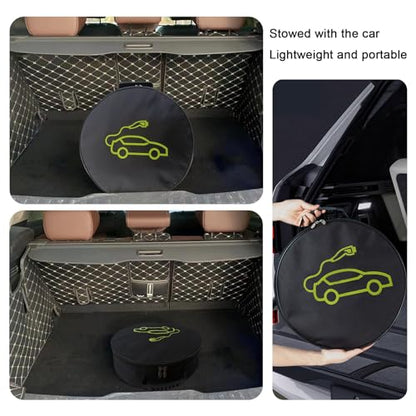 black 1pc jumper cable bag, car storage bag for charger, cable organizer, Includes EV charging cables for electric vehicles (Circle) - size: Circle