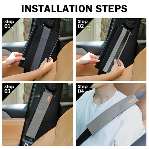 2-Pack Seat Belt Covers, Universal Car Seat Belt Pads Protector for Comfortable Driving, Relief Neck & Shoulder Pain, Fits All Cars & Backpack Straps (05-Grey) - color: 05-Grey