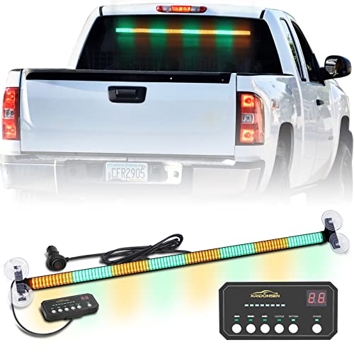 XRIDONSEN 35 inch Traffic Advisor Light Bar 144 LED Green Amber strobe lights Emergency Warning Flashing Safety Front/Rear Windshield Lights w/Directional Arrow for Construction Vehicles plow Trucks - color: Amber/Green