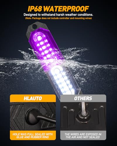 HLauto 1200T Emergency Strobe Grille Lights: 8pcs 12 LED Sync Feature Safety Warning Flashing Light, Ultra Slim Surface Mount Hazard Caution Light for Trucks, Vehicles, Car, ATV, UTV (Purple White) - color: Purple/White