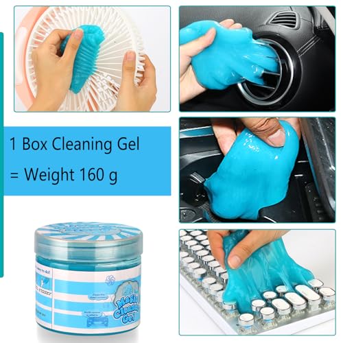 Luscinum Car Interior Duster Detailing Cleaning Gel Brushes Kit, Soft Dust Detail Crevice Brush Slime Putty Cleaner Accessories Tools for Dashboard,Air Vent,Panel,Leather