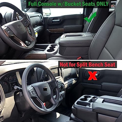 Zxiaochun Center Console Armrest Box Organizer Tray for 2019-2022 Chevy Silverado/GMC Sierra 1500 and 2020-2023 Silverado/Sierra 2500/3500 HD Accessories (Full Console w/Bucket Seats ONLY) Black Trim - color: Black Trim