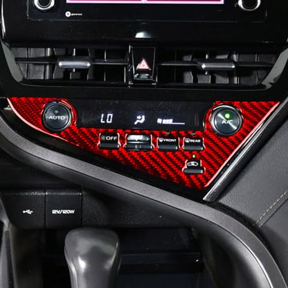 Super Glossy Red Durable Real Carbon Fiber Compatible with Toyota Camry 2018-2023 Accessories Car Center Console Climate Control Panel Cover Interior Trim Sticker Decal 1PC -B - color: Climate Control Panel -B