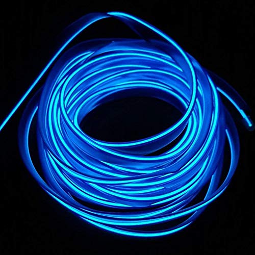 ABALDI Interior Car Lights El Wire Rope Lights DC 12V Driver Neon Atmosphere Glowing Strobing Electroluminescent Light Car Interior Decoration(5m/16ft,Blue) - color: Blue, size: 5m
