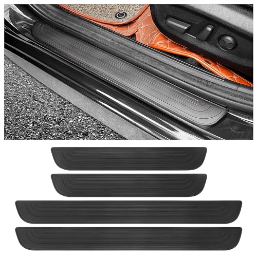 4PCS Car Door Sill Protector,Anti-Scratch Rubber Car Door Protector Edge Guards for Door Steps,Universal Waterproof Door Threshold Strips Exterior Accessories for Car Truck SUV (Black, Width 2.36") - color: Black, size: Width 2.36"