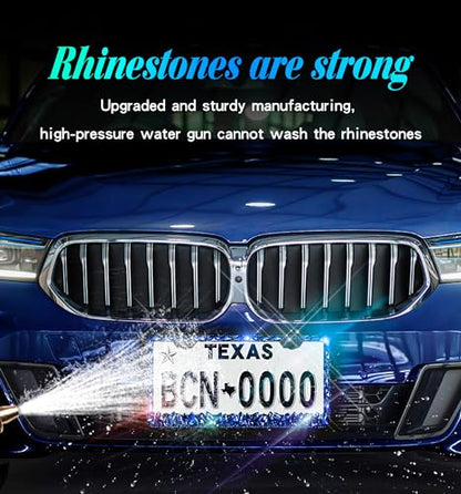 Blue Bling License Plate Frames 2 Pack Sparkly Glitter Bedazzled License Plate Frame Bling License Plate Holder Cover - High End Gift Box Packaging - color: CPJ-03-Dark Blue