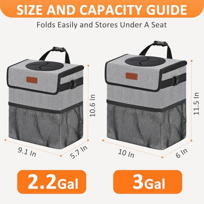 Vankor Car Trash Can Trash Bag Bin Hanging Waterproof Automotive Car Garbage Cans Leak Proof Vehicle Trash Can Grey - color: Grey, size: 2.2 Gallons