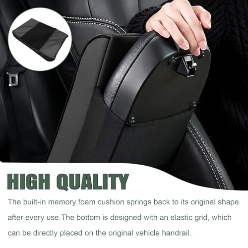 1 PCS Car Armrest Box Booster Pad, Leather 3D Texture Anti-Scratch Protective Cover, Memory Foam Leather Relieve Elbow Pressure Cushion, Universal for SUV, Truck, RV and More (Black) - color: Black
