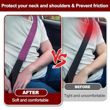 HARFINGTON 2pcs Shoulder Strap Cushions 13 Inch Car Seat Belt Pads Cover Auto Seatbelt Strap Shoulder Pad Automotive Seat Belt Cushion Pad for Auto SUV Truck, Purple - color: Purple, size: 13 Inch