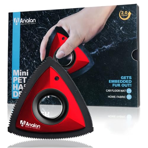 Analan Mini Pet Hair Remover for Car Detailing Supplies, Carpet Dog Hair Remover for Car Interior, Triangle Dog Hair Remover for Auto Detailing, Couch, Furniture, Lint, Carpet (Ruby Red) - color: Ruby Red