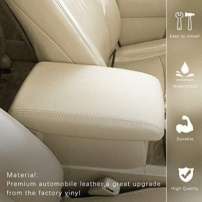 A ABIGAIL Center Console Armrest Cover Compatible with 2009 2010 2011 2012 2013 2014 2015 Honda Pilot Auto Leather Suture Console Lid Cover Replacement (Beige) - color: Beige, size: Center