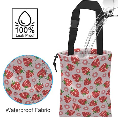 Car Trash Bag Strawberry Flower Car Garbage Bag Hanging Car Trash Can for Back Seat with Drawstring - color: Strawberry Flower