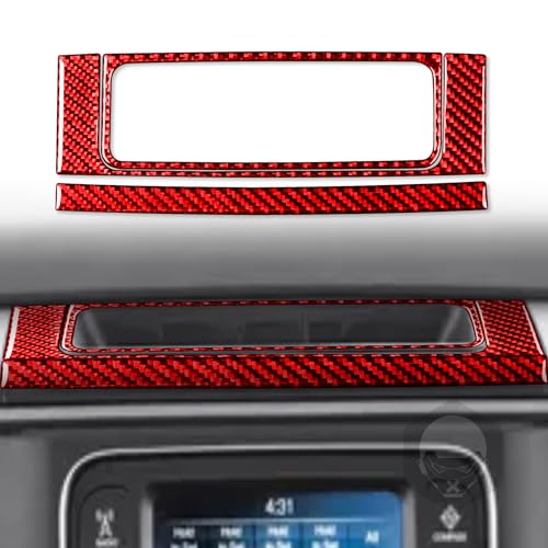 Top Panal of Center Console Navigation GPS Radio Panel Trim Interior Accessories Compatible with Dodge Ram 1500/2500/3500 2013 2014 2015 2016 2017 2018 Red Real Carbon Fiber - color: Red 9