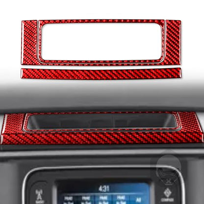 Top Panal of Center Console Navigation GPS Radio Panel Trim Interior Accessories Compatible with Dodge Ram 1500/2500/3500 2013 2014 2015 2016 2017 2018 Red Real Carbon Fiber - color: Red 9
