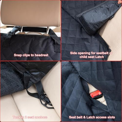 Kaiphy Waterproof Dog Car Seat Cover for Back Seat, Non-Slip & Universal Fit for SUV, Car, Truck with 4 Safety Belt Openings for Secure Travel