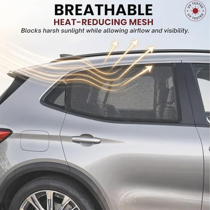 SM/RL Car Window Shades for Baby & Camping, 2-Pack. Blocks 97% UV Real-World Tested, Breathable Full-Coverage Mesh Bug Screens, Mom's Choice Award | Qualizzi® - size: SM/RL
