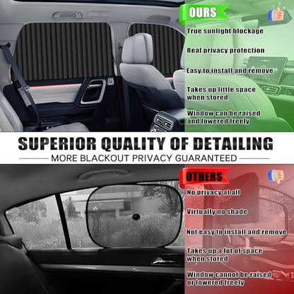 ZATOOTO Blackout Window Shades 4 Pack - Magnetic Sun Shade for Side Windows, Privacy Car Blind Curtains, Baby, Pet, Camping, Travel - size: Louver(M)-4pcs