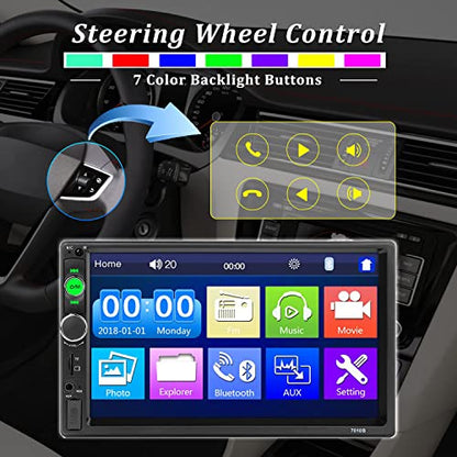 Car Stereo Double Din Bluetooth Car Radio 7 Inch MP5 Player HD Touch Screen FM Radio Audio Receiver AUX in USB TF Card Input UNITOPSCI Multimedia Player Mirror Link with Backup Camera - style: Model 2