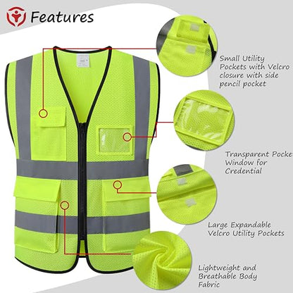 Reflective Safety Vest for Men Women Construction Vest Meet ANSI/ISEA Standard - color: Yellow, size: X-Large