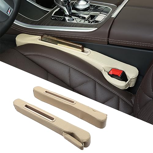2 Pack Car Seat Gap Filler Organizer for Driver Side and Passenger Side Auto Center Console Side Filler Filler for Car Front Seat (Beige 2 pcs) - color: Beige -2 pcs