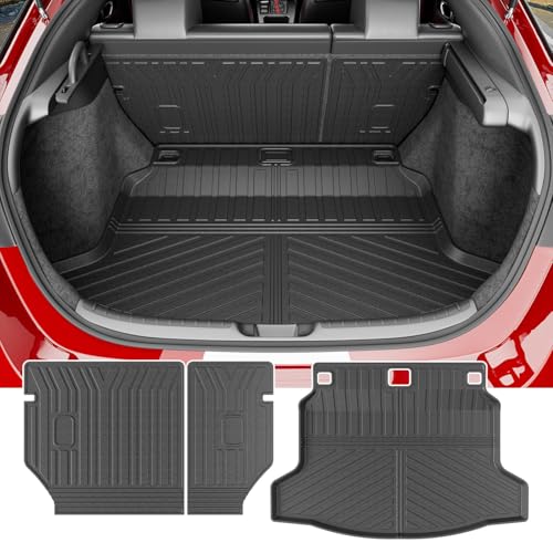 powoq Cargo Mat Compatible with 2022-2026 Honda Civic Hatchback Cargo Liner Trunk Mat Back Seat Protector TPE Replacement for 2022-2026 Honda Civic Accessories (Fit Hatchback,Trunk Mat+Backrest Mats) - size: Compatible With Civic Hatchback | 2022-2026