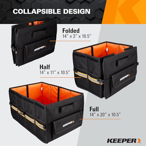 KEEPER Standard Trunk Organizer, 48L, Multi-Compartment Collapsible Car Organizers and Storage, Non-Slip Bottom, Suitable for SUV, Minivan, and Cars - size: Standard (48L)