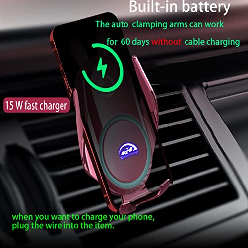 Car Phone Holder Mount Wireless Charging Auto Clamping Rotatable Vent Clip Cute Pink Rabbit Woman for iPhone Samsung Andriod Phone - style: Pink rabbit