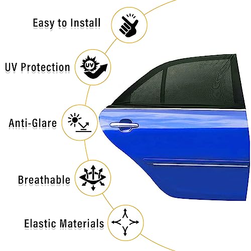 Kewucn 2 Pack Car Window Shades, Sun Rays Blocker & UV Protection for Baby Family Pet, Breathable Mesh Auto Window Covers, Elasticized Universal Window Screens for Most Cars (SUV Front 35.4''×24.4'') - size: Large SUV Front Seat