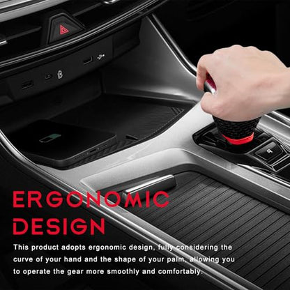 Car Gear Shift Knob Cover, Anti-Slip Manual Automatic Shifting Knob Gear Handle Stick Protection, Breathable Automotive Rod Lever Shifter Knobs Cover for SUV Truck RV (Black & Red, Regular) - color: Black & Red, size: Regular