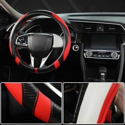 West Llama Microfiber Leather Car Steering Wheel Cover for Kia,14.5-15 inch (Black+Red-Standrad Size) - color: D-Black+Red