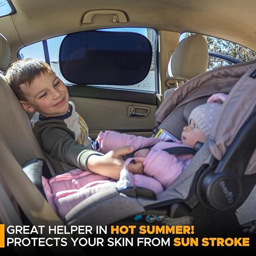 EcoNour Car Window Shades for Baby (4 Pack) | Protects Baby from Window Sun & Heat | Sun Shade Side Windows for Kids | Automotive Sun Protection from UV | Child Safety Accessories | Medium - 20"x12" - size: Medium - 4 Pack