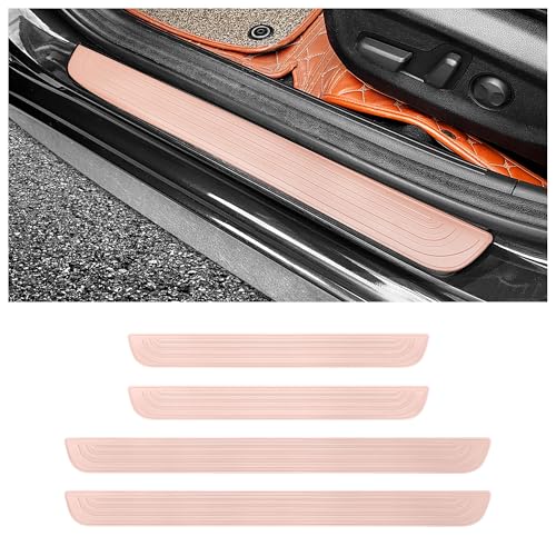 4PCS Car Door Sill Protector,Anti-Scratch Rubber Car Door Protector Edge Guards for Door Steps,Universal Waterproof Door Threshold Strips Exterior Accessories for Car Truck SUV (Pink, Width 1.57") - color: Pink, size: Width 1.57"