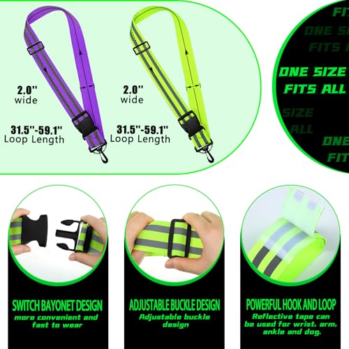 Saintrygo Reflective Sash for Walking at Night Running Gear Safety Reflective High Visibility Jacket Adjustable Sash for Walking Cycling at Night - color: Fluorescent Green,Purple