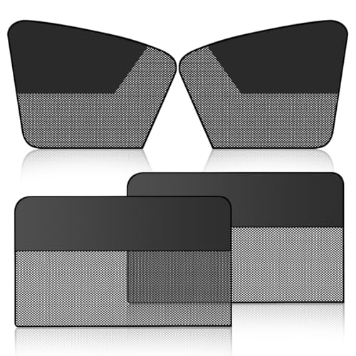 Car Front & Rear Side Window Sunshade, Magnetic Automotive Windshield Privacy Curtain with Half Shade, Mesh Sun Protection Cover Blocks Heat, Glare, UV Rays for Driver Passenger (4PCS) - size: Front & Rear (4PCS)
