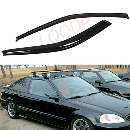2pcs Front Smoke Sun/Rain Guard Outside Mount Tape-On Window Visors Compatible with 96-00 Civic 2-Door Coupe/3-Door Hatchback - size: for 1996-2000 Honda Civic