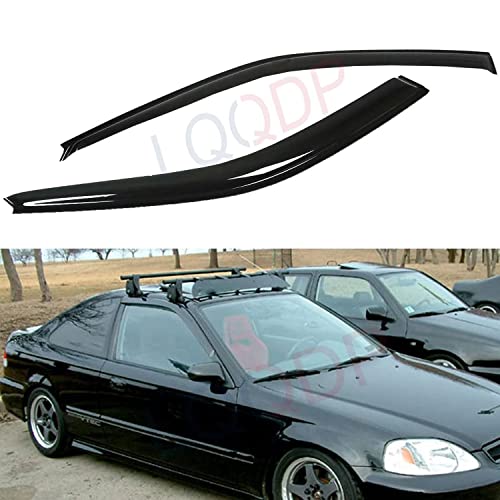 2pcs Front Smoke Sun/Rain Guard Outside Mount Tape-On Window Visors Compatible with 96-00 Civic 2-Door Coupe/3-Door Hatchback - size: for 1996-2000 Honda Civic