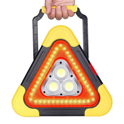 Car Tripod Warning Sign, Solar Waterproof Triangle Emergency Lights, Solar Charging/3-Position Adjustment, for Car Maintenance Roadside Assistance.