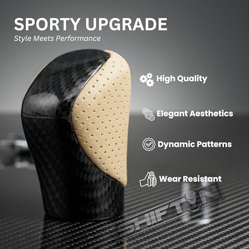 Gear Shift Knob Shifter for Lexus ES GS GX is NX RC RX 200t 300 350 3450h 450hL 350L (Beige Ivory Leather/Carbon Pattern) - color: Beige Ivory Leather / Carbon Pattern