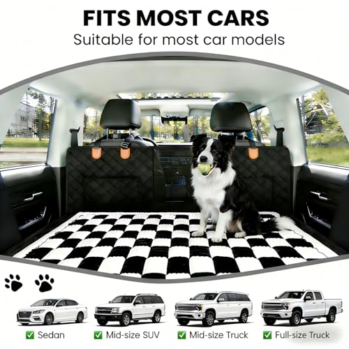 59"x27.6" Thickened Backseat Dog Bed Mat, Non-Slip Pet Car Seat Blanket with Laundry Bag, High-Resilience PP Cotton, Washable, for Backseat Extenders & Seat Covers, Black & White - color: Black&White