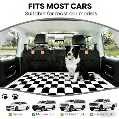 59"x27.6" Thickened Backseat Dog Bed Mat, Non-Slip Pet Car Seat Blanket with Laundry Bag, High-Resilience PP Cotton, Washable, for Backseat Extenders & Seat Covers, Black & White - color: Black&White