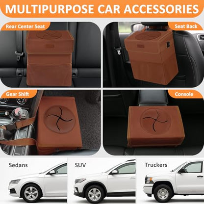 Vankor Car Trash Can, Brown, 2.2 Gallons Capacity, Waterproof, Polyester Material, Adjustable Strap, Hanging Design, Leakproof Lining, 100% PEVA Thickness - color: Brown, size: 2.2 Gallons