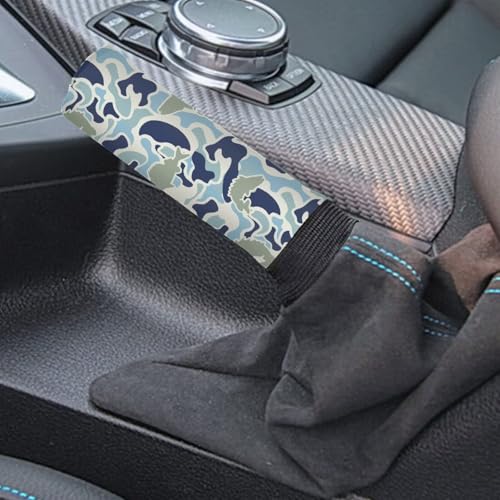 Handbrake and Gear Shift Knob Cover 2 Piece Automobile Hand Brake Cover Car Interior Accessories - color: Blue Fish Camo