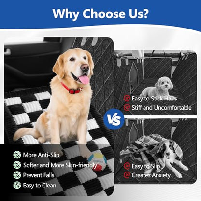 Thickened Dog Bed for Car Back Seat, Upgraded Bottom Non-Slip, Fits Hard Bottom car seat Cover for Dogs, Premium Mixed Color, Dog Car Seat Cover (Black-White) - color: Black-White