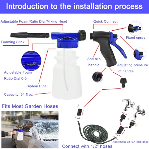 LIANXIN 37Pcs Car Wash Kit Cleaning Kits with Foam Gun Sprayer Bucket Towels Tire Brush Wash Mitt Sponge Duster Brush Car Wash Detailing Kit is Complete Car Care Tools - size: XXL-26
