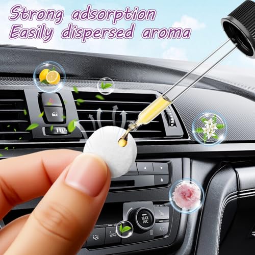 100 PCS Car Air Freshener Refill Felt Pads - 17 mm Unscented Essential Oil Perfume Refill Pads, Air Freshener Replacement Pad, Universal Essential Oil Diffuser Pad for Vent Clips, Home, Car Use