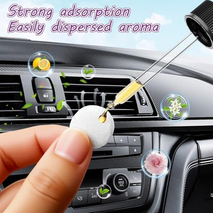100 PCS Car Air Freshener Refill Felt Pads - 17 mm Unscented Essential Oil Perfume Refill Pads, Air Freshener Replacement Pad, Universal Essential Oil Diffuser Pad for Vent Clips, Home, Car Use