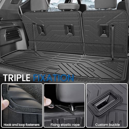 Floor Mats Set for 2024 2025 2026 Chevy Traverse & 2025 2026 Buick Enclave 7 Seats Captain Chairs, TPE All Weather Cargo Liner Trunk Mat Door Sill Guards Car Accessories - style: 24-26 7 Seats-Full Mats Set