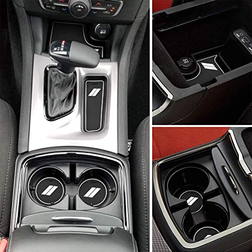 Fits Dodge Charger Accessories 2015-2023, Cup Holder Insert Center Console Shifter Liner Trim Interior Door Pocket Mats Pad (24pcs Set, White Trim) - color: White