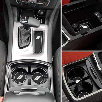 Fits Dodge Charger Accessories 2015-2023, Cup Holder Insert Center Console Shifter Liner Trim Interior Door Pocket Mats Pad (24pcs Set, White Trim) - color: White