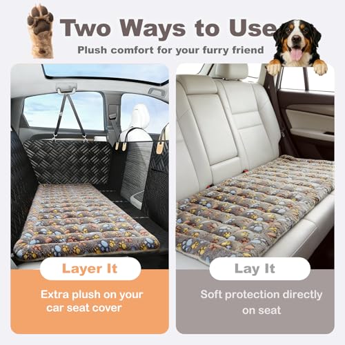 Thickened Dog Bed for Car Back Seat, Upgraded Bottom Non-Slip, Fits Hard Bottom car seat Cover for Dogs, Premium Mixed Color, Dog Car Seat Cover - color: Gray-paw